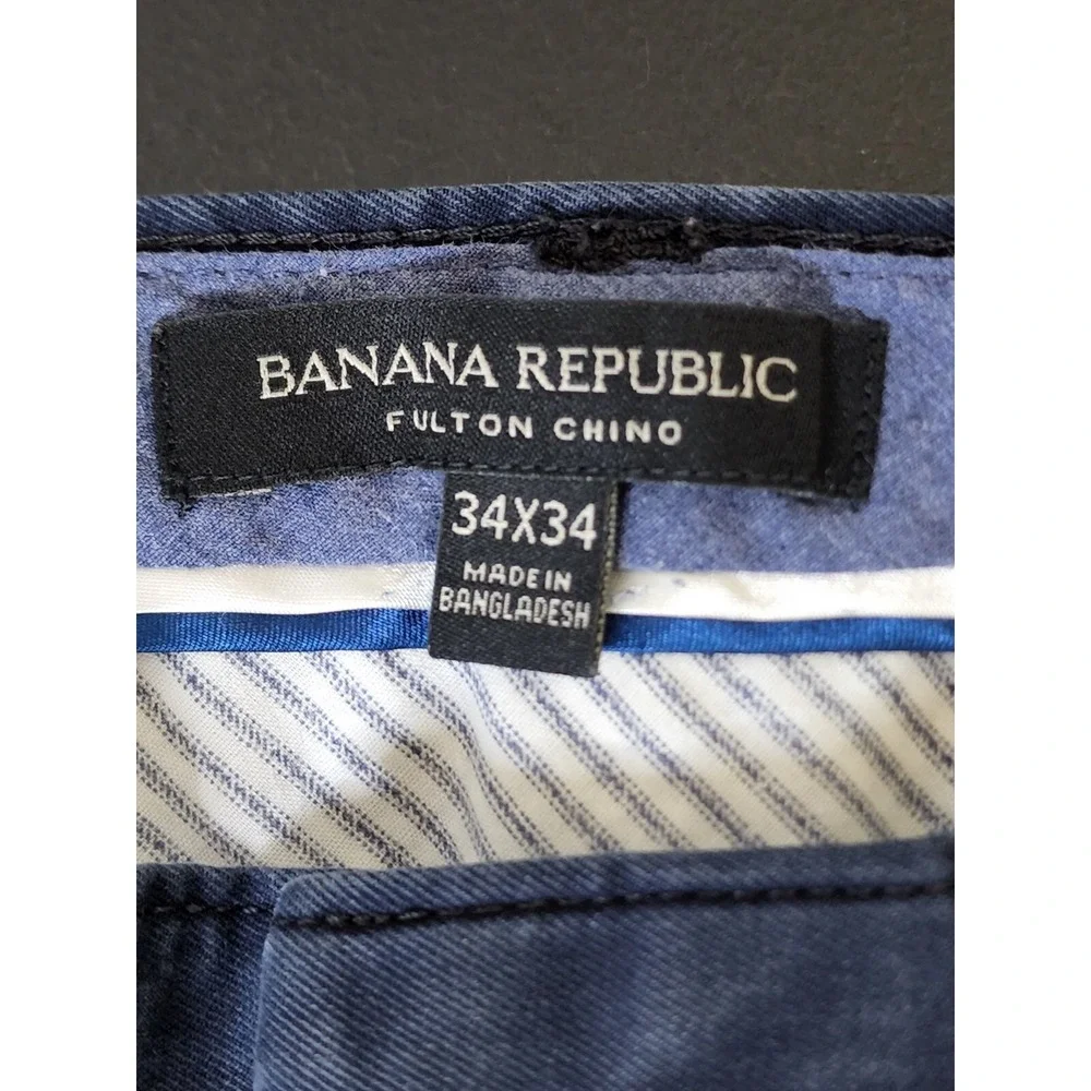 Banana Republic Mans Size 34x33 Fulton Chino Pants‎ Dark Blue Tag 34x34